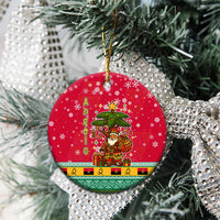 Angola Christmas Ceramic Ornament with Santa, Gifts, and National Flag Map Motif - Wonder Print Shop