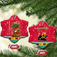 Angola Christmas Ceramic Ornament with Santa, Gifts, and National Flag Map Motif - Wonder Print Shop