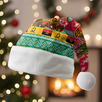 Angola Christmas Santa Hat with Santa, Gifts, and National Flag Map Motif - Wonder Print Shop