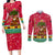 Angola Christmas Couples Matching Long Sleeve Bodycon Dress and Long Sleeve Button Shirt with Santa, Gifts, and National Flag Map Motif - Wonder Print Shop