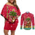 Angola Christmas Couples Matching Off Shoulder Short Dress and Long Sleeve Button Shirt with Santa, Gifts, and National Flag Map Motif - Wonder Print Shop