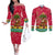Angola Christmas Couples Matching Off The Shoulder Long Sleeve Dress and Long Sleeve Button Shirt with Santa, Gifts, and National Flag Map Motif - Wonder Print Shop