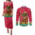 Angola Christmas Couples Matching Puletasi and Long Sleeve Button Shirt with Santa, Gifts, and National Flag Map Motif - Wonder Print Shop