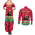 Angola Christmas Couples Matching Summer Maxi Dress and Long Sleeve Button Shirt with Santa, Gifts, and National Flag Map Motif - Wonder Print Shop