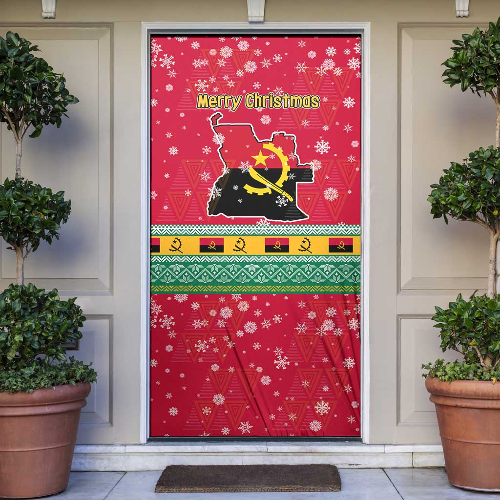 Angola Christmas Door Cover with Santa, Gifts, and National Flag Map Motif - Wonder Print Shop