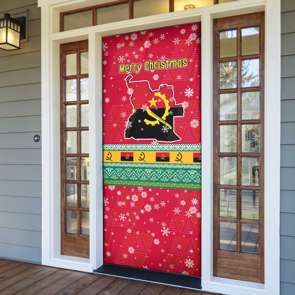 Angola Christmas Door Cover with Santa, Gifts, and National Flag Map Motif - Wonder Print Shop