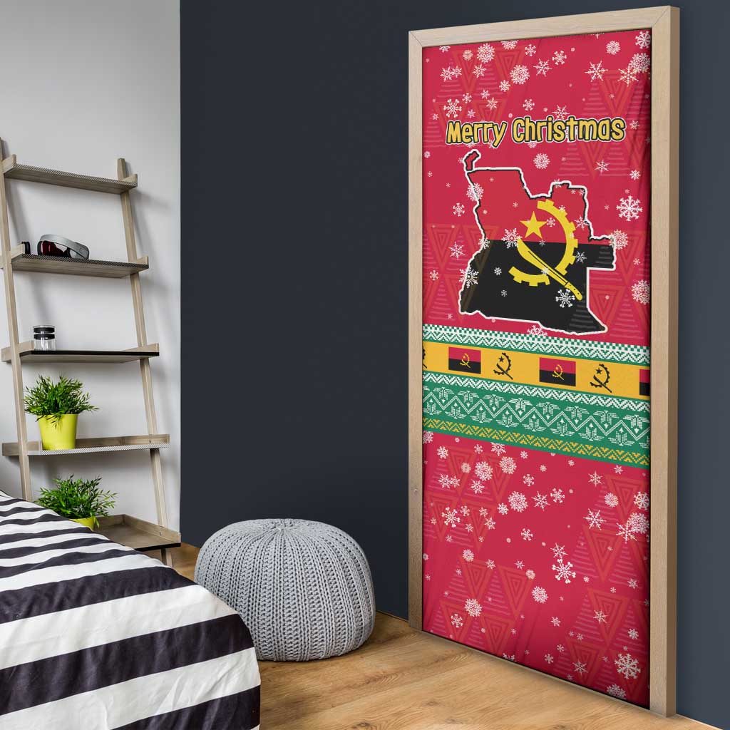 Angola Christmas Door Cover with Santa, Gifts, and National Flag Map Motif - Wonder Print Shop