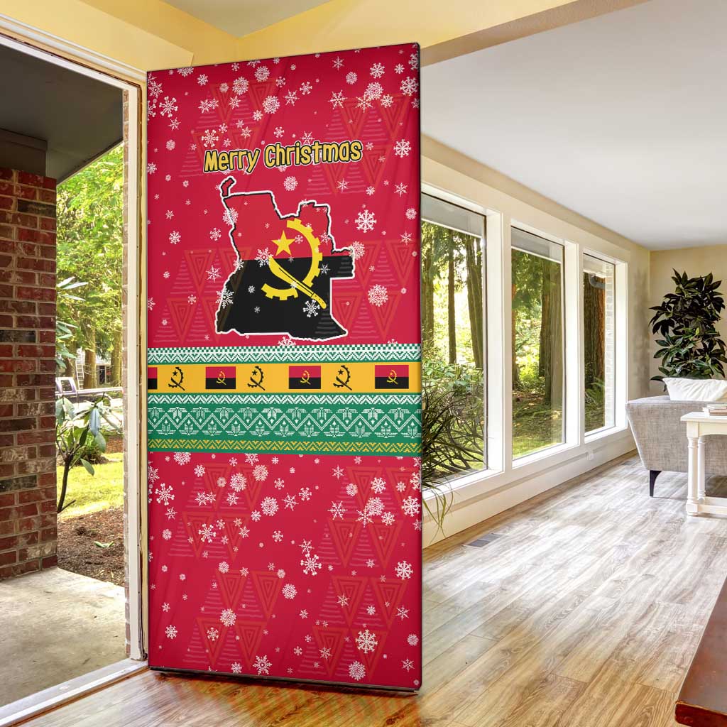 Angola Christmas Door Cover with Santa, Gifts, and National Flag Map Motif - Wonder Print Shop