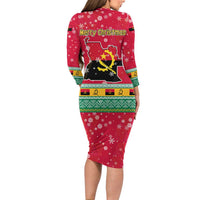 Angola Christmas Family Matching Long Sleeve Bodycon Dress and Hawaiian Shirt with Santa, Gifts, and National Flag Map Motif - Wonder Print Shop
