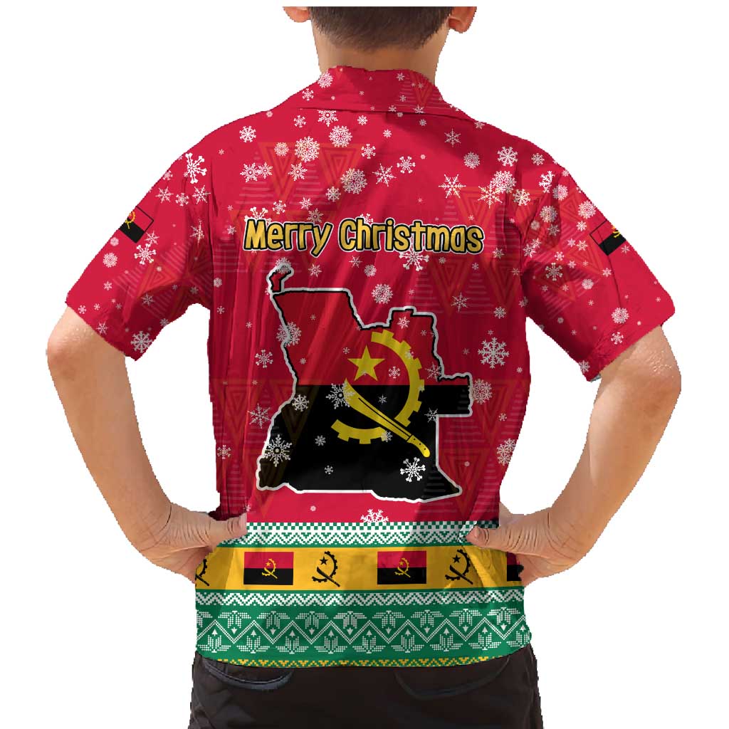 Angola Christmas Family Matching Mermaid Dress and Hawaiian Shirt with Santa, Gifts, and National Flag Map Motif - Wonder Print Shop