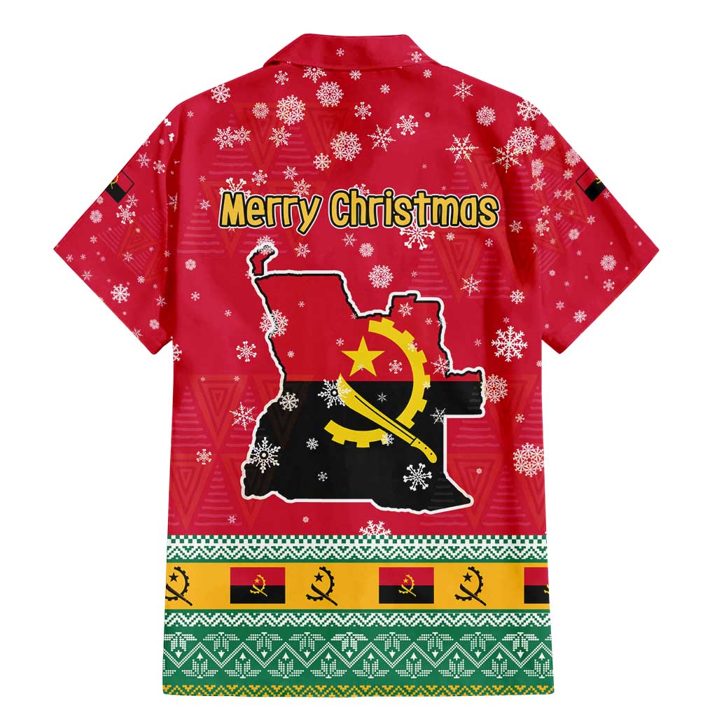Angola Christmas Family Matching Mermaid Dress and Hawaiian Shirt with Santa, Gifts, and National Flag Map Motif - Wonder Print Shop