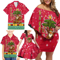 Angola Christmas Family Matching Off Shoulder Short Dress and Hawaiian Shirt with Santa, Gifts, and National Flag Map Motif - Wonder Print Shop