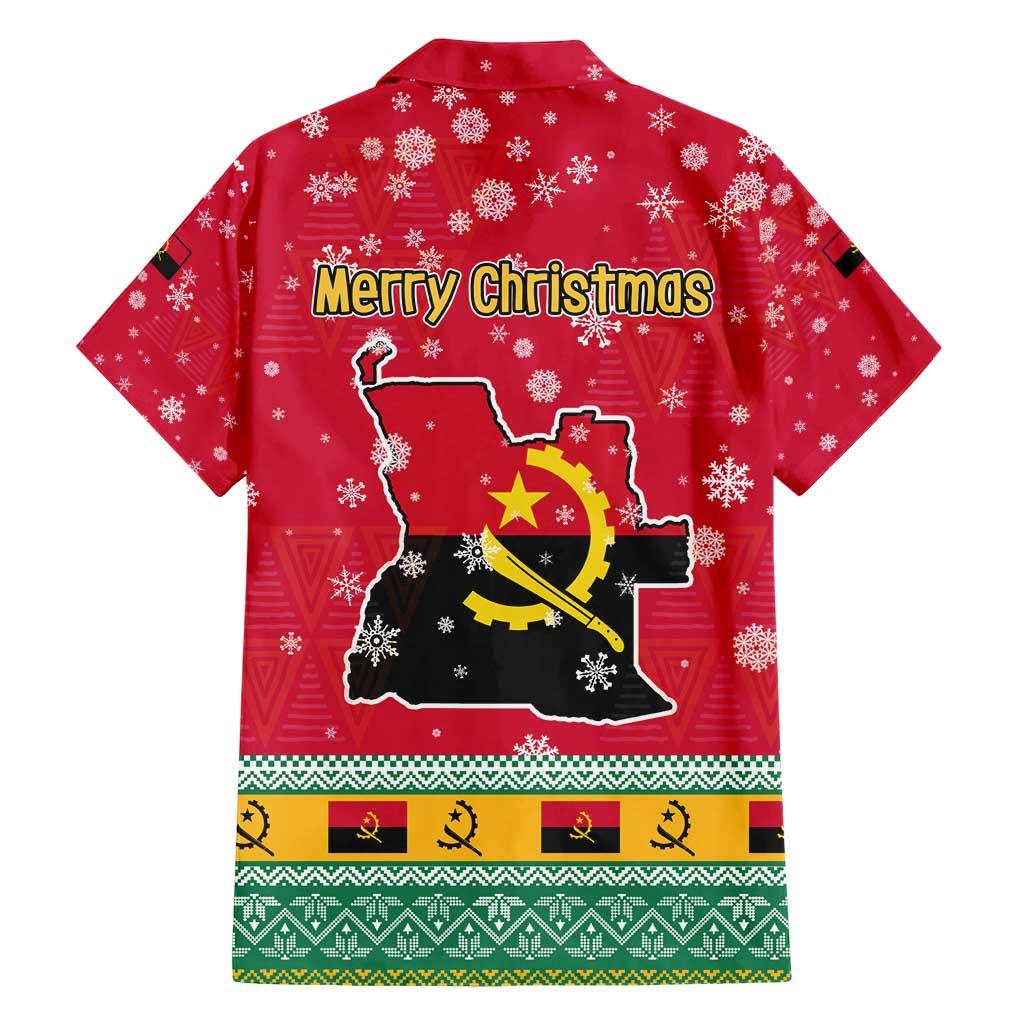 Angola Christmas Family Matching Short Sleeve Bodycon Dress and Hawaiian Shirt with Santa, Gifts, and National Flag Map Motif - Wonder Print Shop