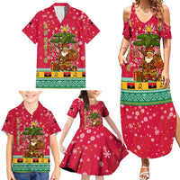 Angola Christmas Family Matching Summer Maxi Dress and Hawaiian Shirt with Santa, Gifts, and National Flag Map Motif - Wonder Print Shop