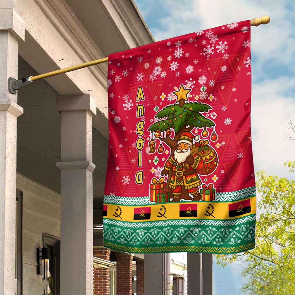 Angola Christmas Garden Flag with Santa, Gifts, and National Flag Map Motif - Wonder Print Shop