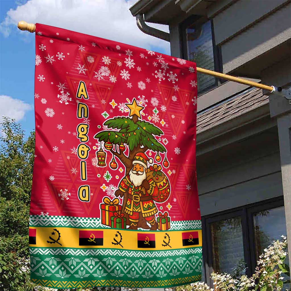 Angola Christmas Garden Flag with Santa, Gifts, and National Flag Map Motif - Wonder Print Shop