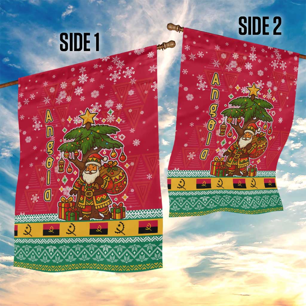 Angola Christmas Garden Flag with Santa, Gifts, and National Flag Map Motif - Wonder Print Shop