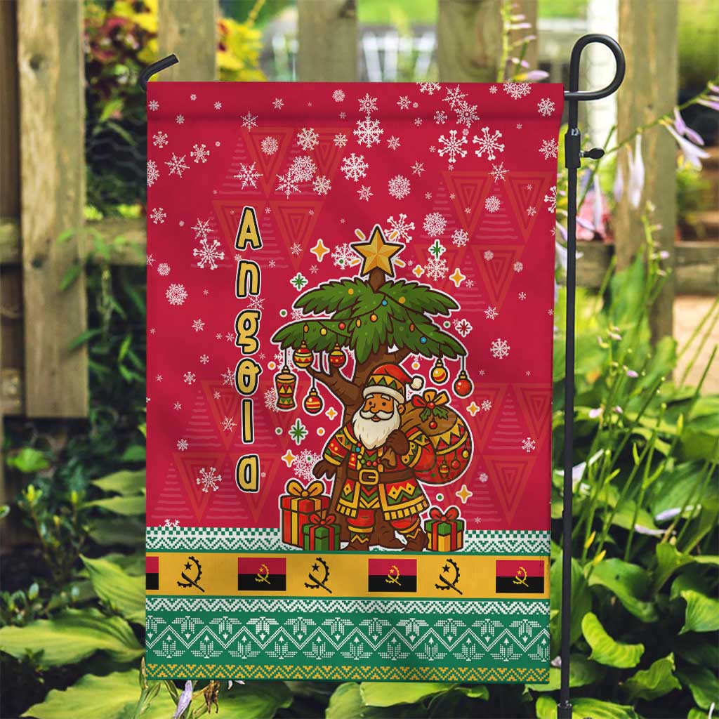 Angola Christmas Garden Flag with Santa, Gifts, and National Flag Map Motif - Wonder Print Shop
