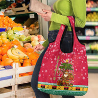 Angola Christmas Grocery Bag with Santa, Gifts, and National Flag Map Motif - Wonder Print Shop