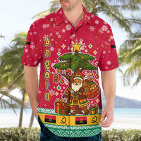 Angola Christmas Hawaiian Shirt with Santa, Gifts, and National Flag Map Motif - Wonder Print Shop