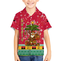 Angola Christmas Hawaiian Shirt with Santa, Gifts, and National Flag Map Motif - Wonder Print Shop