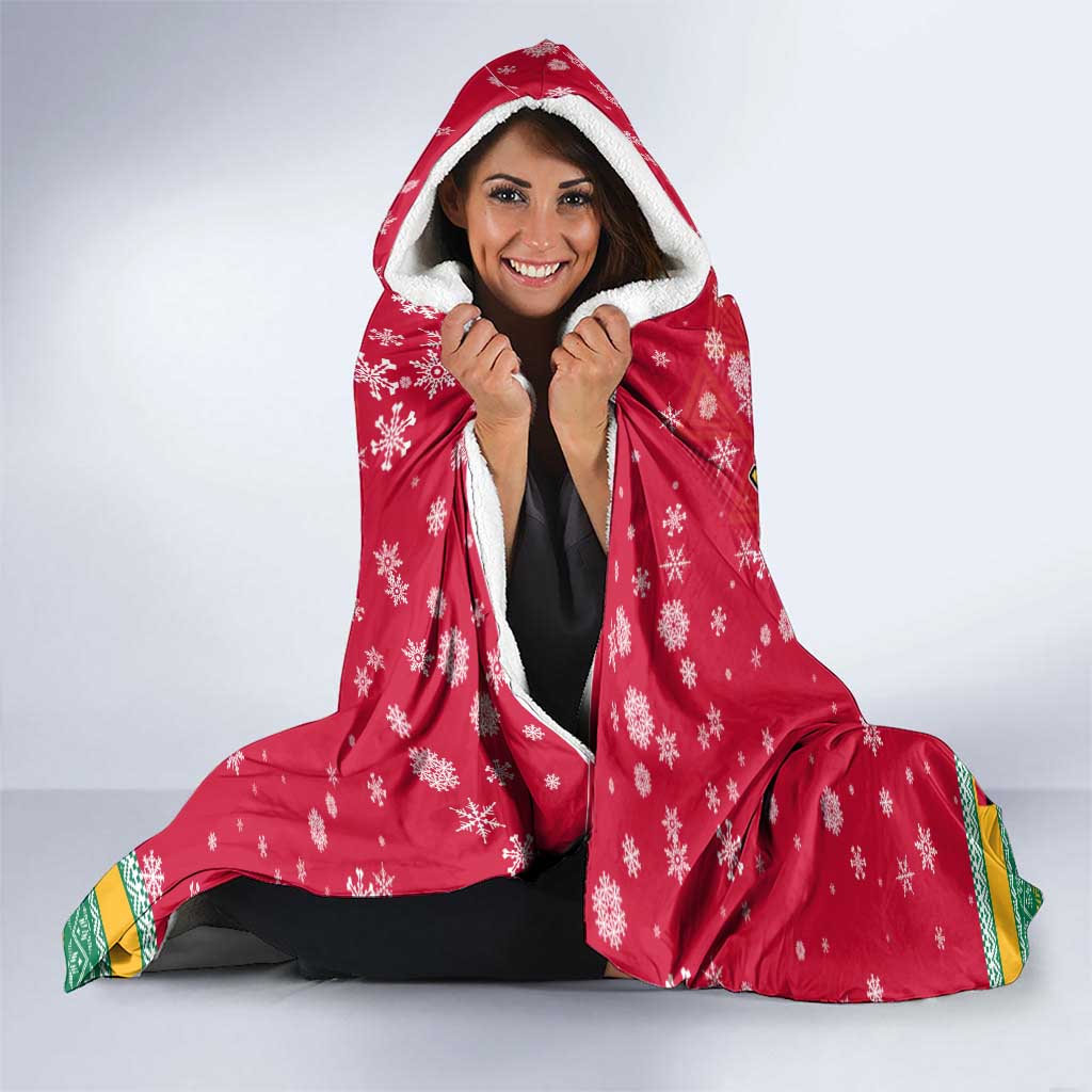 Angola Christmas Hooded Blanket with Santa, Gifts, and National Flag Map Motif - Wonder Print Shop