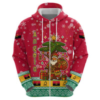 Angola Christmas Hoodie with Santa, Gifts, and National Flag Map Motif - Wonder Print Shop