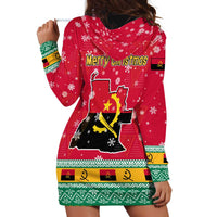 Angola Christmas Hoodie Dress with Santa, Gifts, and National Flag Map Motif - Wonder Print Shop