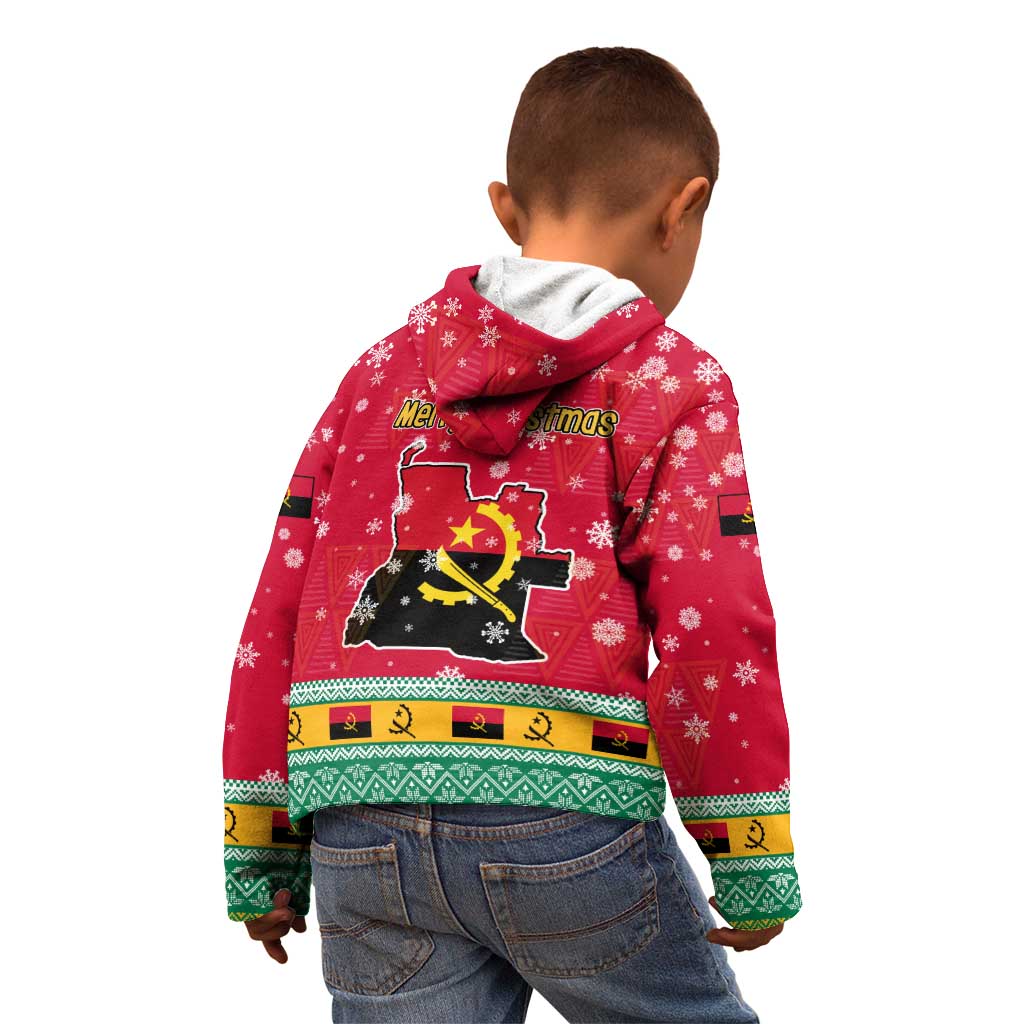Angola Christmas Kid Hoodie with Santa, Gifts, and National Flag Map Motif - Wonder Print Shop