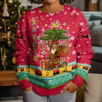 Angola Christmas Kid Ugly Christmas Sweater with Santa, Gifts, and National Flag Map Motif - Wonder Print Shop