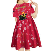 Angola Christmas Kid Short Sleeve Dress with Santa, Gifts, and National Flag Map Motif - Wonder Print Shop
