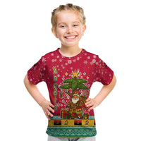 Angola Christmas Kid T Shirt with Santa, Gifts, and National Flag Map Motif - Wonder Print Shop