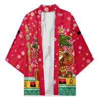 Angola Christmas Kimono with Santa, Gifts, and National Flag Map Motif - Wonder Print Shop