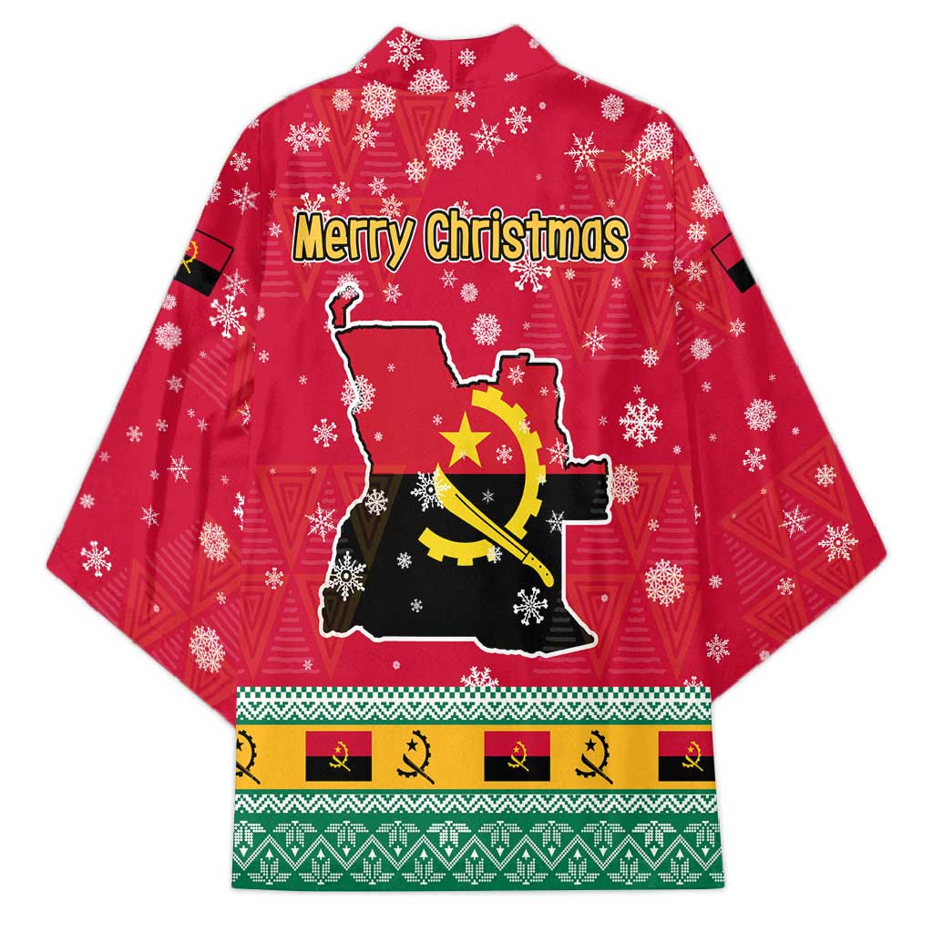 Angola Christmas Kimono with Santa, Gifts, and National Flag Map Motif - Wonder Print Shop