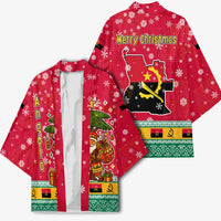 Angola Christmas Kimono with Santa, Gifts, and National Flag Map Motif - Wonder Print Shop