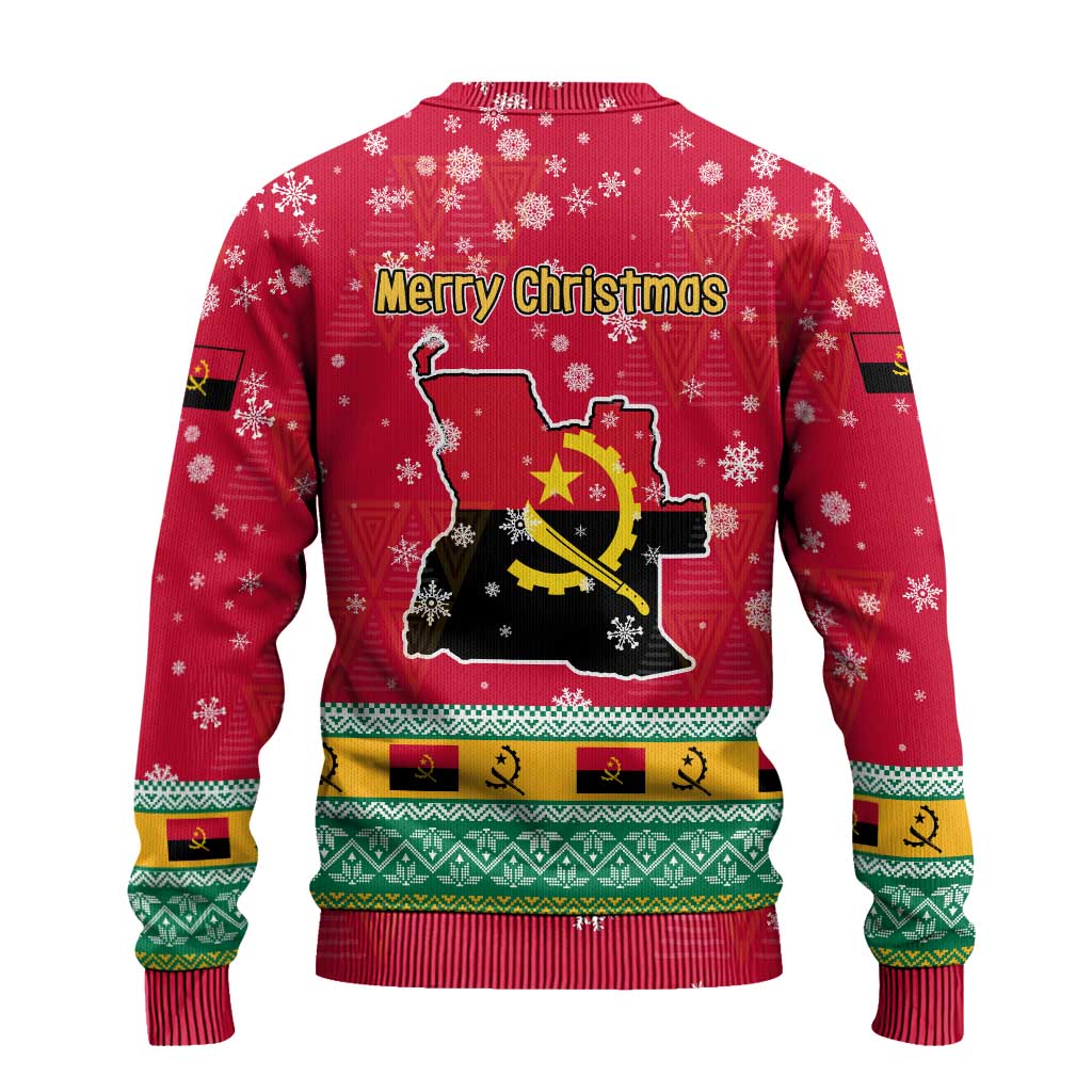 Angola Christmas Ugly Christmas Sweater with Santa, Gifts, and National Flag Map Motif - Wonder Print Shop