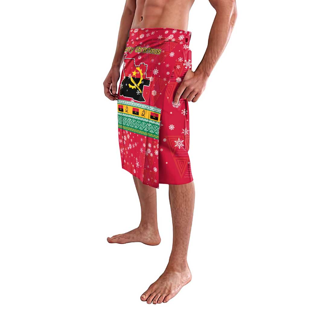 Angola Christmas Lavalava with Santa, Gifts, and National Flag Map Motif - Wonder Print Shop
