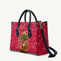 Angola Christmas Leather Bag with Santa, Gifts, and National Flag Map Motif - Wonder Print Shop