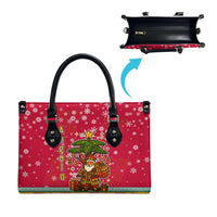 Angola Christmas Leather Bag with Santa, Gifts, and National Flag Map Motif - Wonder Print Shop