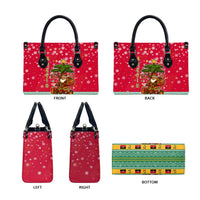 Angola Christmas Leather Bag with Santa, Gifts, and National Flag Map Motif - Wonder Print Shop