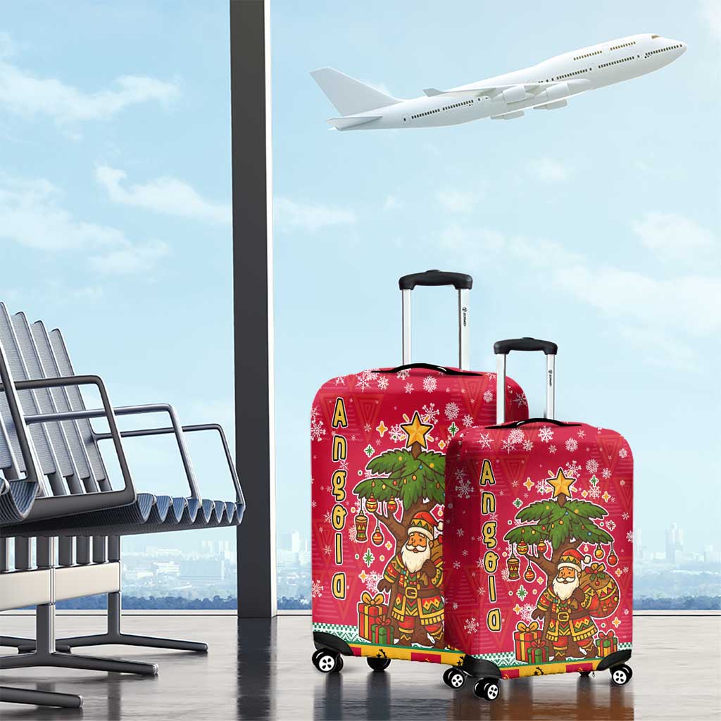 Angola Christmas Luggage Cover with Santa, Gifts, and National Flag Map Motif - Wonder Print Shop