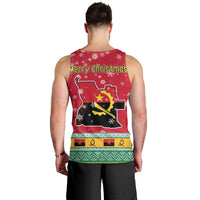 Angola Christmas Men Tank Top with Santa, Gifts, and National Flag Map Motif - Wonder Print Shop