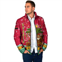Angola Christmas Padded Jacket with Santa, Gifts, and National Flag Map Motif - Wonder Print Shop