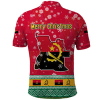 Angola Christmas Polo Shirt with Santa, Gifts, and National Flag Map Motif - Wonder Print Shop