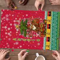 Angola Christmas Puzzle with Santa, Gifts, and National Flag Map Motif - Wonder Print Shop