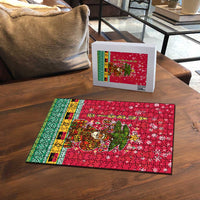 Angola Christmas Puzzle with Santa, Gifts, and National Flag Map Motif - Wonder Print Shop