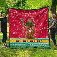 Angola Christmas Quilt with Santa, Gifts, and National Flag Map Motif - Wonder Print Shop