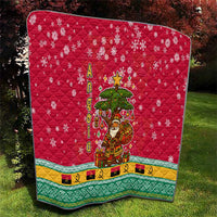 Angola Christmas Quilt with Santa, Gifts, and National Flag Map Motif - Wonder Print Shop