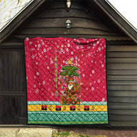 Angola Christmas Quilt with Santa, Gifts, and National Flag Map Motif - Wonder Print Shop