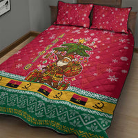 Angola Christmas Quilt Bed Set with Santa, Gifts, and National Flag Map Motif - Wonder Print Shop